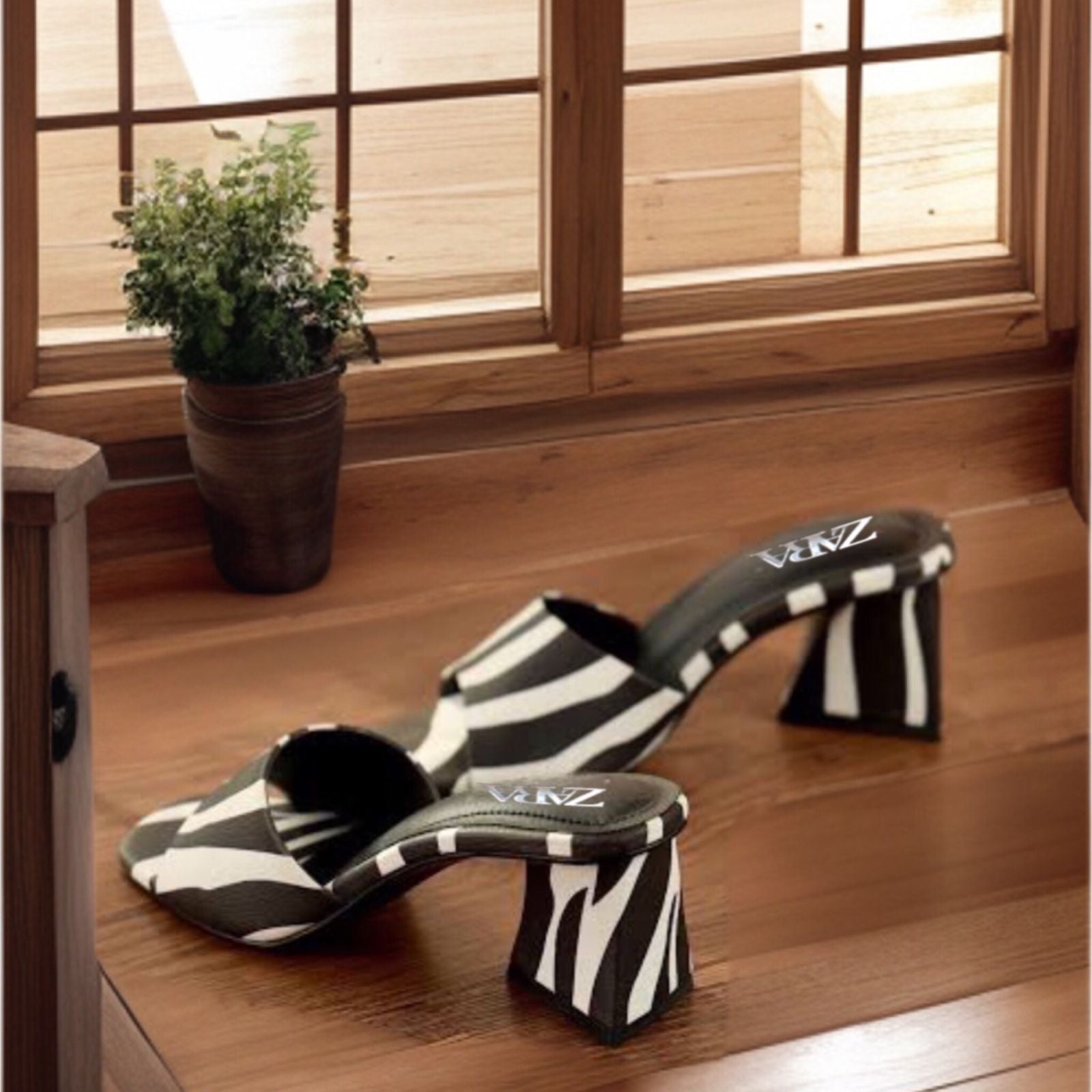 Zara Zebra Triangle Heel