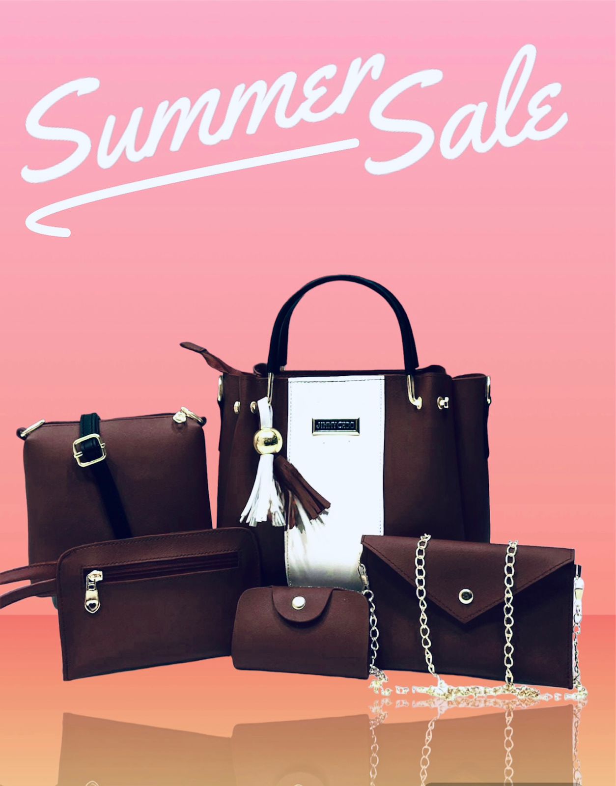 High-Quality Synthetic Leather 5-Piece Set with Makeup Pouch and Wallet