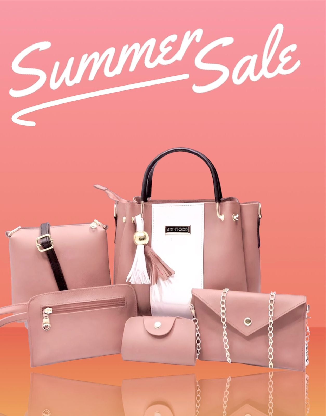 High-Quality Synthetic Leather 5-Piece Set with Makeup Pouch and Wallet