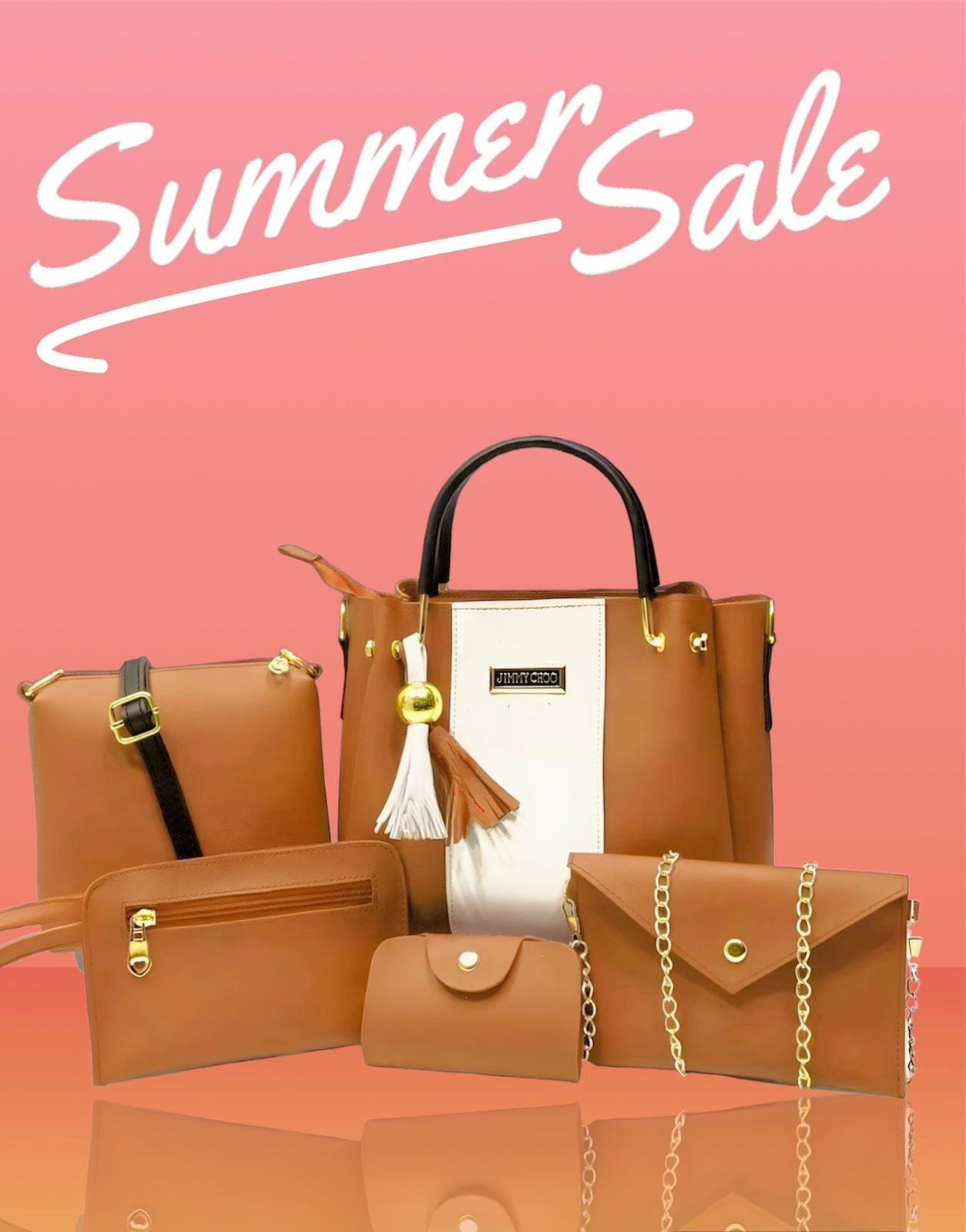 High-Quality Synthetic Leather 5-Piece Set with Makeup Pouch and Wallet