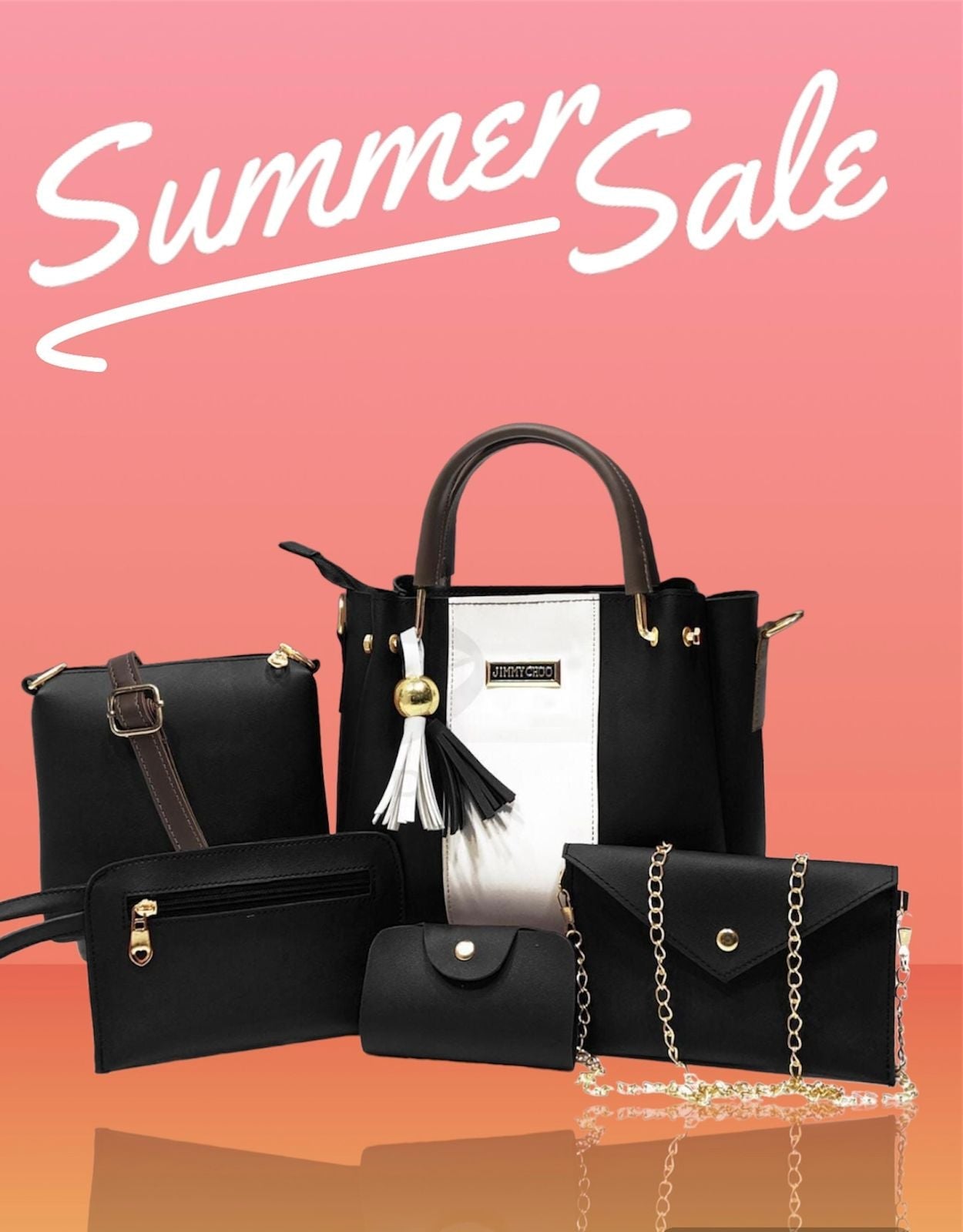 High-Quality Synthetic Leather 5-Piece Set with Makeup Pouch and Wallet