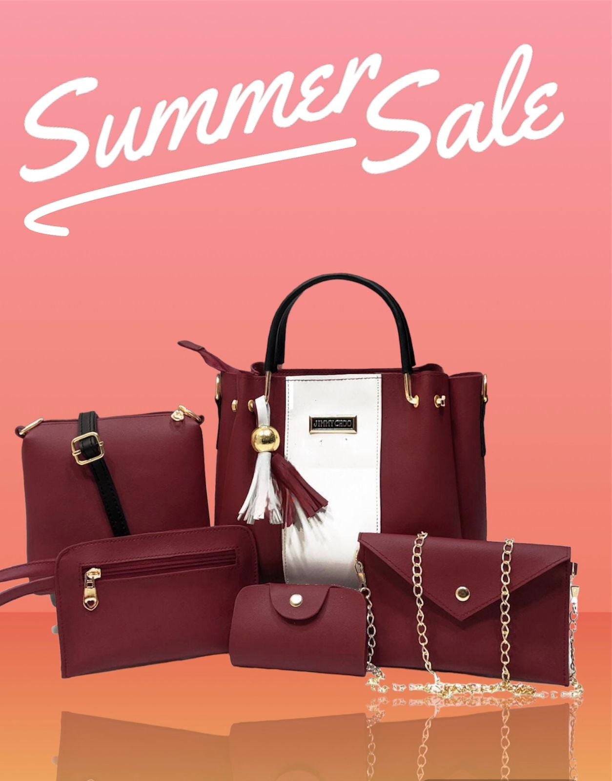 High-Quality Synthetic Leather 5-Piece Set with Makeup Pouch and Wallet