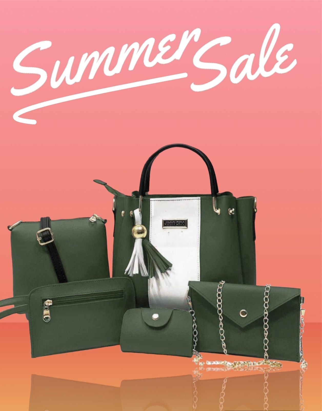 High-Quality Synthetic Leather 5-Piece Set with Makeup Pouch and Wallet