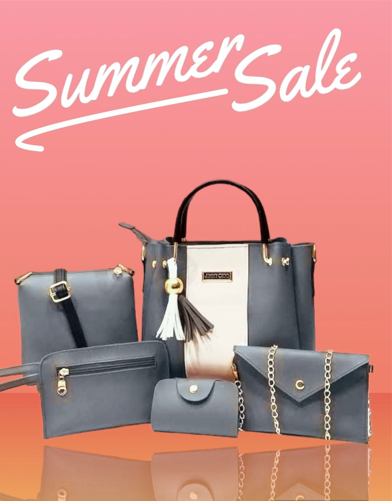 High-Quality Synthetic Leather 5-Piece Set with Makeup Pouch and Wallet