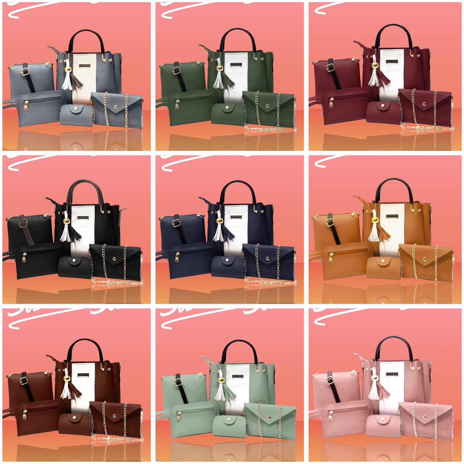 High-Quality Synthetic Leather 5-Piece Set with Makeup Pouch and Wallet