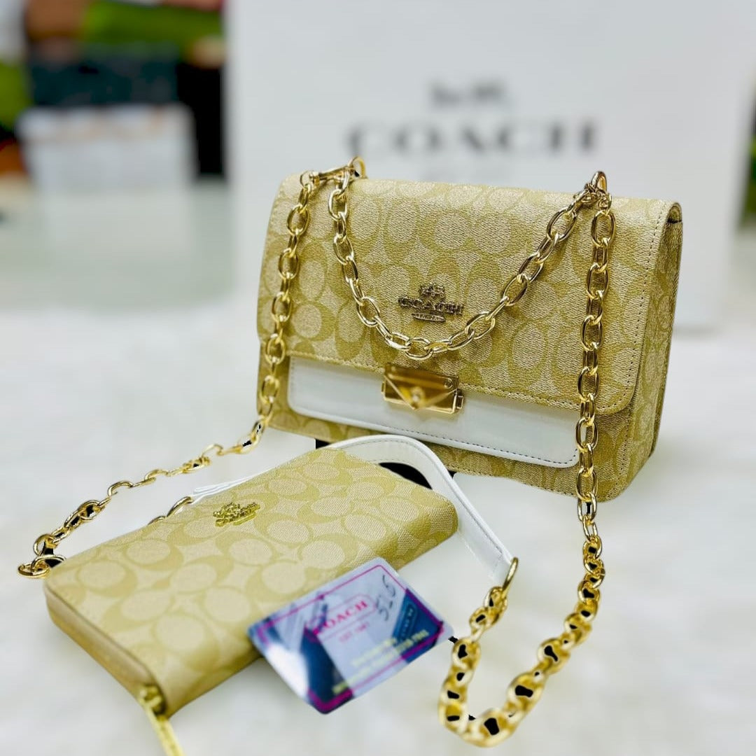 COACH 2 Pcs Crossbody Bag with Wallet (Beige)