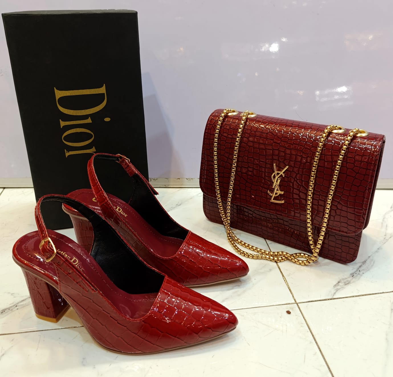 YSL Stylish Crossbody Bag +Dior Premium Shoes Combo