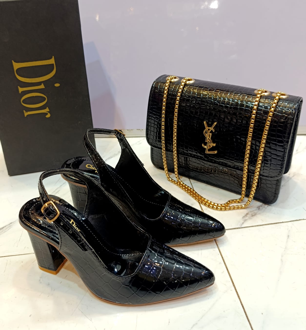 YSL Stylish Crossbody Bag +Dior Premium Shoes Combo