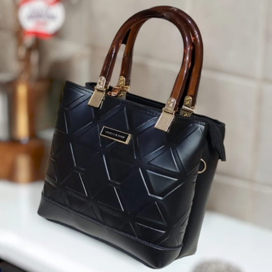 Charles & Keith Acrylic Handle Soft Leather Shoulder Bag for Girls